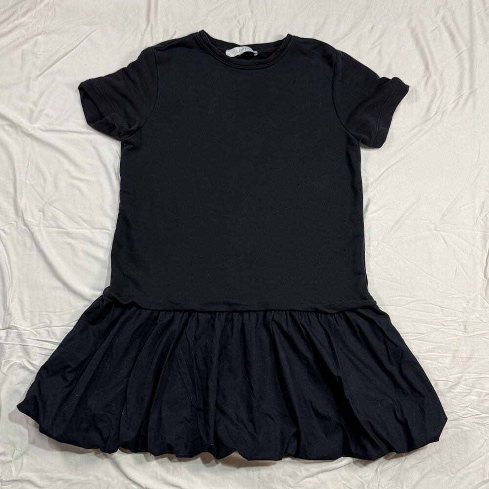 LOFT Petites Black T‑Shirt Dress – Size Small Petite? no sz tag – Knee Length